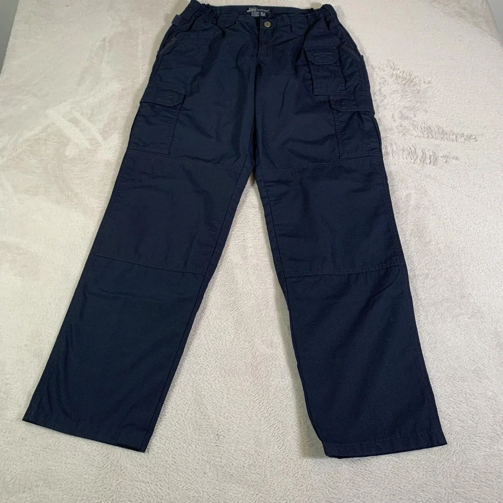 5.11 Tactical Cargo Pants Womens 12 Long Navy Blue Elastic Waist Twill‎ Workwear